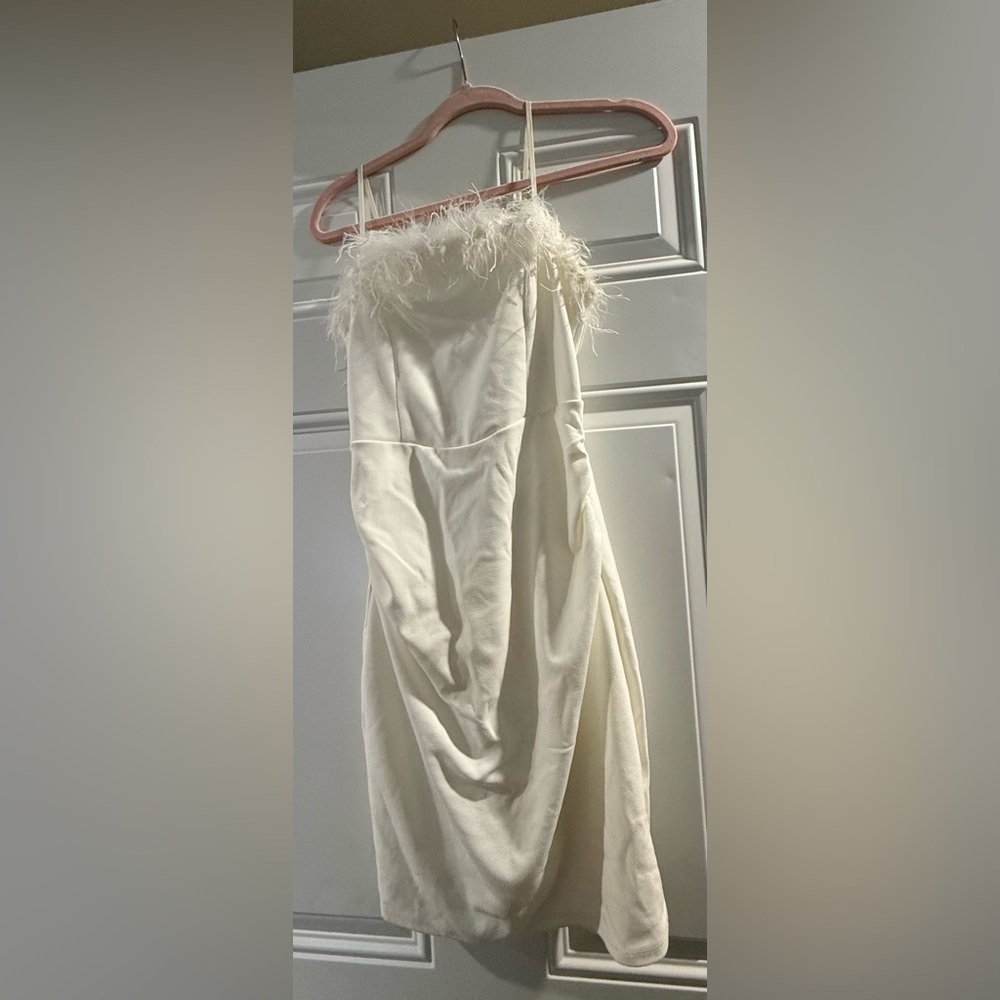 Emerald Sundae Ivory Feathered Dress